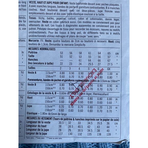 Simplicity 7158 pattern girls drop waist skirt jacket top 1980s size 5 6 6x - Picture 5 of 5